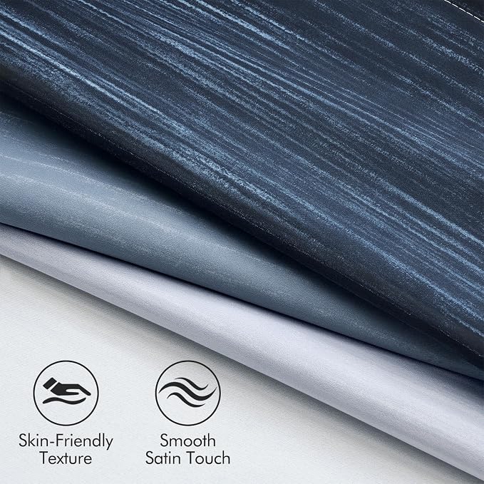 MIULEE Navy Blue and Greyish White Ombre Blackout Curtains, Full Room Darkening Thermal Insulated 84 Inches Long Drapes for Bedroom/Living Room Grommet Window Treatments Modern 52Wx84L, Set of 2