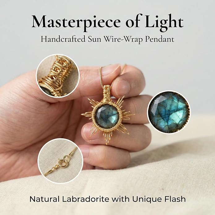Natural Faceted Labradorite Pendant Necklace – Unique Stone of Magic & Transformation, Iridescent Flash Gemstone Jewelry, Handmade Healing Crystal Gift for Women, Birthday, Anniversary, Spiritual Awakening & Intuition