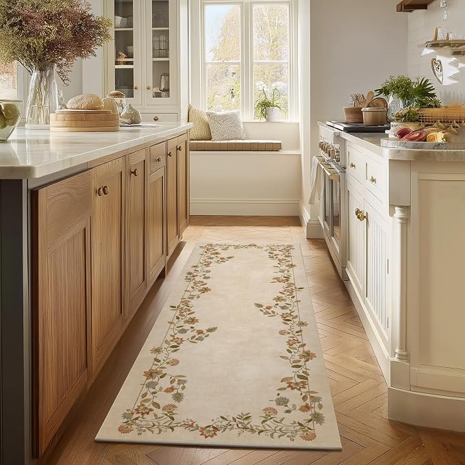 2x6 Washable Runner Rugs for Entryway: Kitchen Rugs Non Slip Stain Resistant Low Pile Soft Indoor Living Room Floor Carpet Runners for Hallways Bedroom Kitchen Laundry Room Farmhouse Indoor