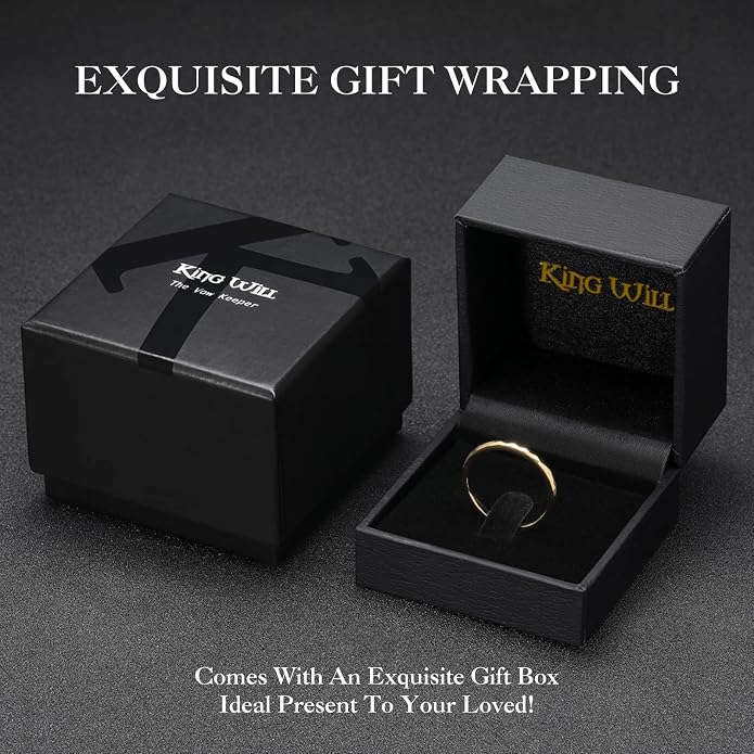 King Will Tungsten Carbide Wedding Ring for Men Women Promise Ring for Couple 2mm/4mm/6mm Black/Silver/Gold/Rose Gold Multi-faceted Shining Luster High Polished Wedding Band Comfort Fit
