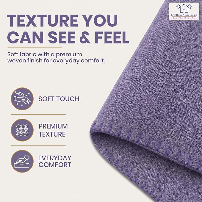 LFH Home Lavender Cotton Rich Throw Pillow Covers 18x18 Set of 2, Decorative Cushion Covers with Blanket Stitch Edge, Farmhouse Accent Pillow Cases for Sofa Couch Bed Living Room, 18 x 18 Inch