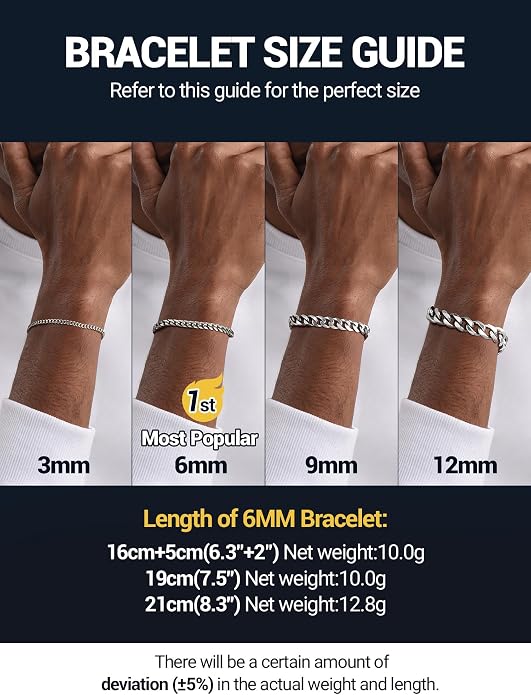 PROSTEEL Stainless Steel Bracelets for Men Women, Gold/Silver/Black, Cuban Link Bracelet Adjustable, Jewelry with Gift Box