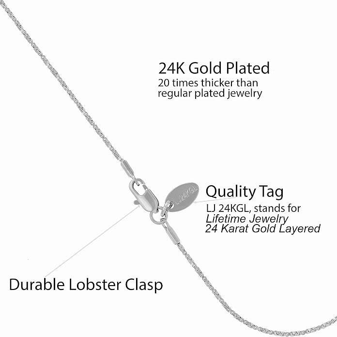 LIFETIME JEWELRY 24K Gold Anklets for Women – Twisted Box Chain Ankle Bracelet 10X Thicker Real Gold Plated – Made in USA with Lifetime Replacement