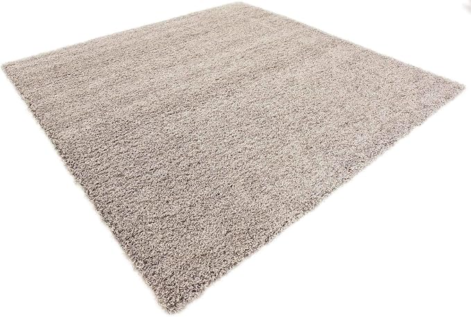 Unique Loom Solid Shag Collection Area Rug (8' Square, Cloud Gray)