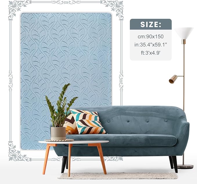 Macgace Soft Area Rug for Girls Bedroom, 3x5 Blue Geometric Shag Rugs | Washable Non-Slip Backing Medium Pile Modren Fuzzy Carpet for Kids Room, Classroom, Living Room, Dorm