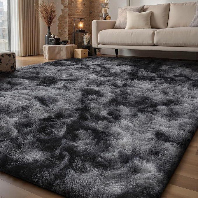 Sour Lemon 8x10 Area Rugs for Bedroom Living Room, Large Fluffy Shag Grey | Shaggy Carpet,Soft Plush Furry Bedside Rugs,Anti Slip,Washable Area Modern Rugs Floor Mat for Kids Girls Boys Living Room