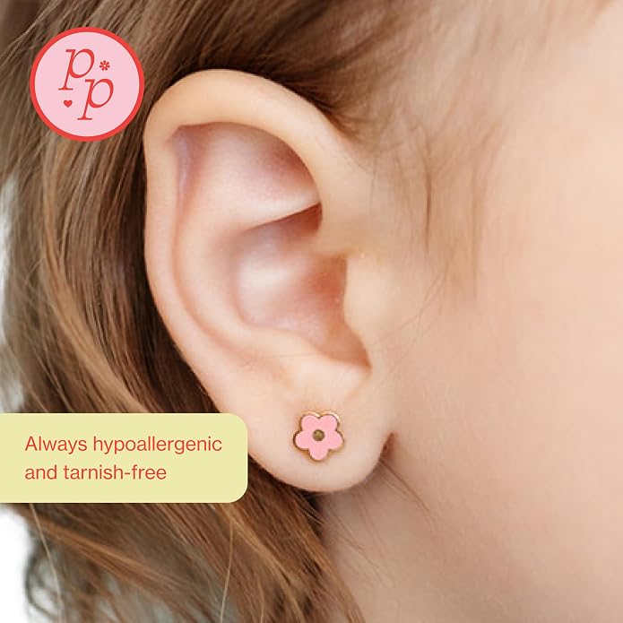 Colorful Stud Earrings - Gold, hypoallergenic, flat back earrings, all-day comfort for sensitive ears