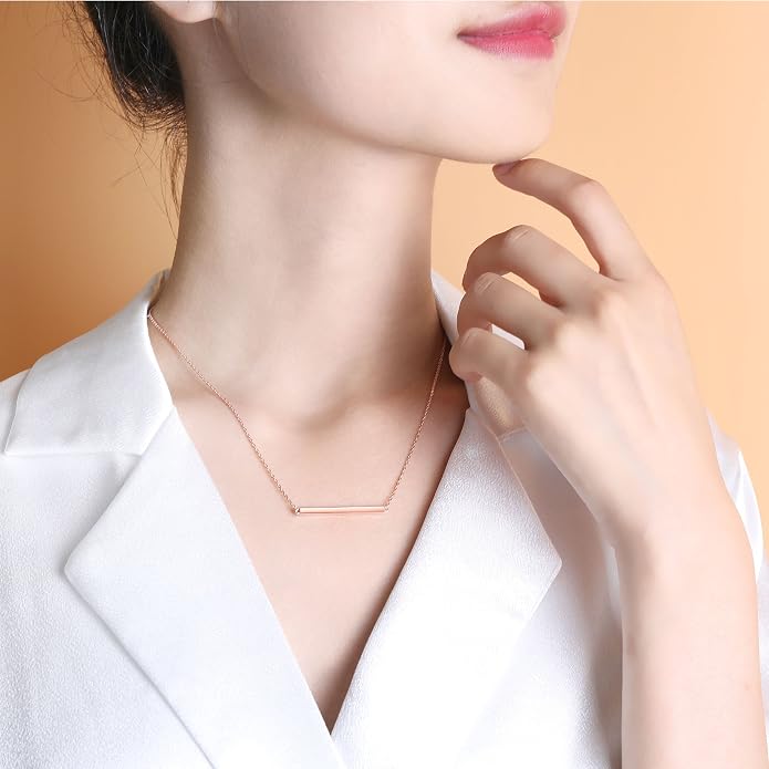 S.Leaf Gold Dainty Pendant Necklaces for Women Sterling Silver Gold Plated Layered Horizontal Vertical Bar Star Starburst Moon Cubic Zirconia Lariat Necklace for Women Trendy Gifts
