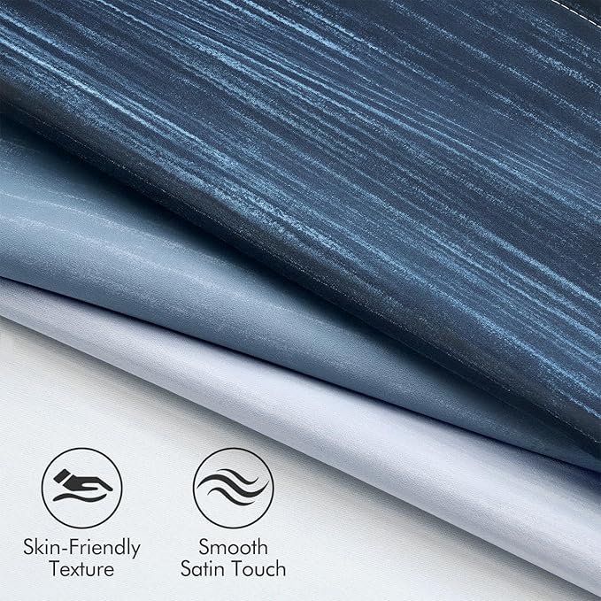 MIULEE Royal Blue and Greyish White Ombre Blackout Curtains, Full Room Darkening Thermal Insulated 72 Inches Long Drapes for Bedroom/Living Room Grommet Window Treatments Modern 52Wx72L, Set of 2
