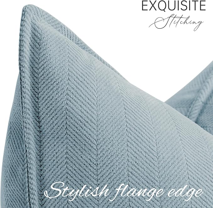 ZWJD Throw Blue Pillow Covers 20x20 inch Set of 2 Chenille Pillow Covers with Elegant Design Soft and Luxurious Decorative Throw Pillows for Couch, Bed, and Home Decor (Light Blue)