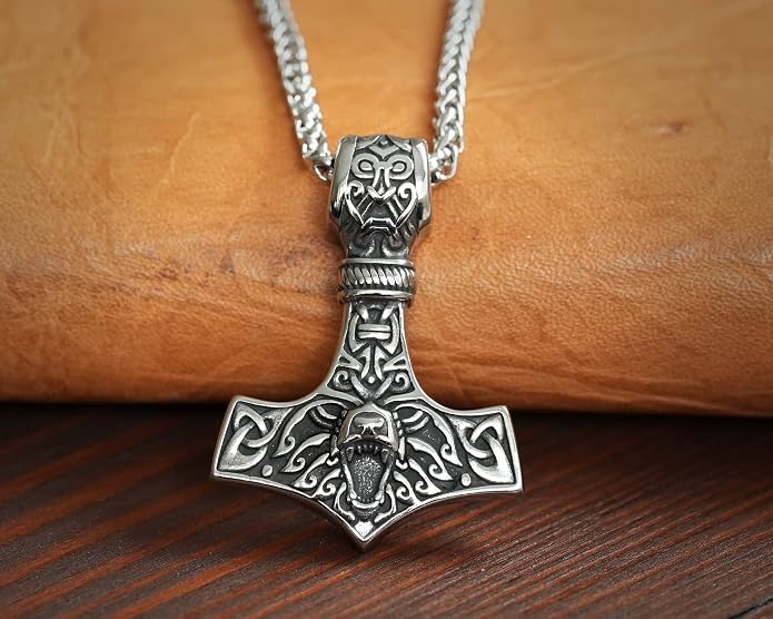 Baldur Jewelry - Thors Hammer Necklace Pendant Mjölnir - Viking Norse Thor Hammer Pendant Viking Jewelry - Thor Necklace - Thor Gifts for Men - Viking Necklace for Men