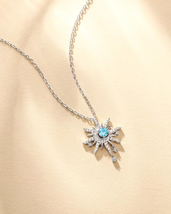 FANCIME Soluna Nexus Necklace for Women Sterling Silver Moon Jewelry Sun Pendant Fine Jewelry Gemstone Birthday Mothers Day Gifts for Wife