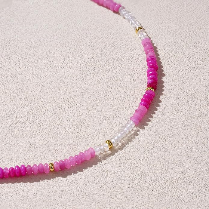 KELORIS PATH Beaded Necklace for Women, Colorful Gemstone Boho Bead Choker for Beach, Trendy Summer Natural Stone Jewelry Gifts