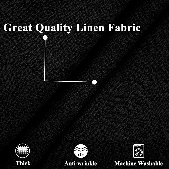 decorUhome Black Faux Linen Outdoor Throw Pillow Covers 26x26 Set of 2 | Fall Decorative Textured Neutral Modern Farmhouse Pillow Covers with Stitched Edge for Couch Sofa Bed Living Room