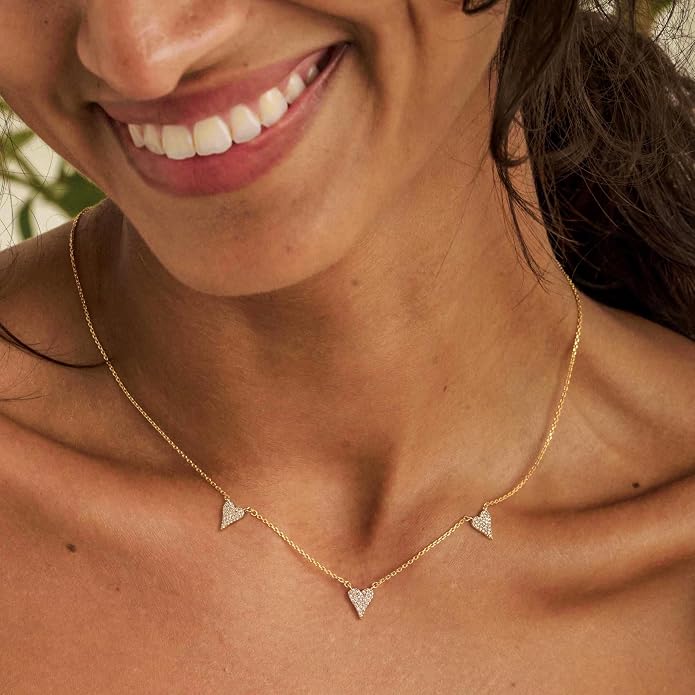 Tewiky Cute Heart Necklace Tiny 14k Gold Heart Pendant Choker Necklaces Small Gold Love Open Heart Chain Necklace for Women Dainty Gold Necklace Gifts for Her