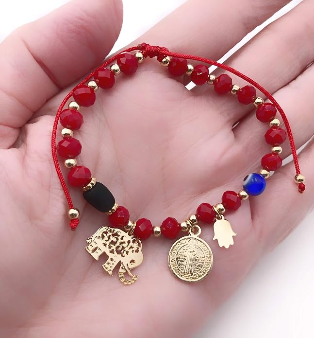SIFRIMANIA Positive Energy Evil Eye Talisman Genuine Azabache Red Adjustable Protection Bracelet for Women