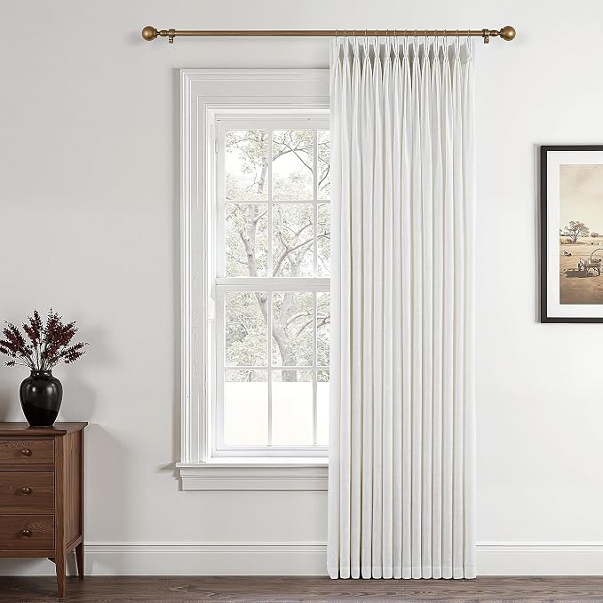 80 Inch Extra Wide Pinch Pleated Linen Curtains 100 Inch Length for Living Room Bedroom Natural Cream Beige Privacy Drapes Light Filtering for Patio Sliding Door 100 Inches Long with Hooks Clips Rings