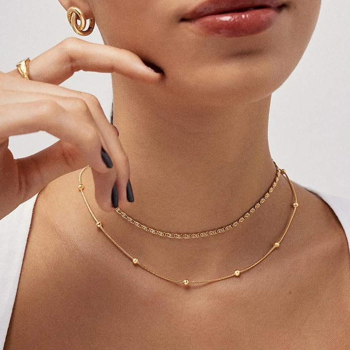 Hey Harper Gold Necklace For Women Trendy Necklace - 14K Golden PVD Coating Waterproof & Sweatproof Non Tarnish Jewelry Chain Necklaces