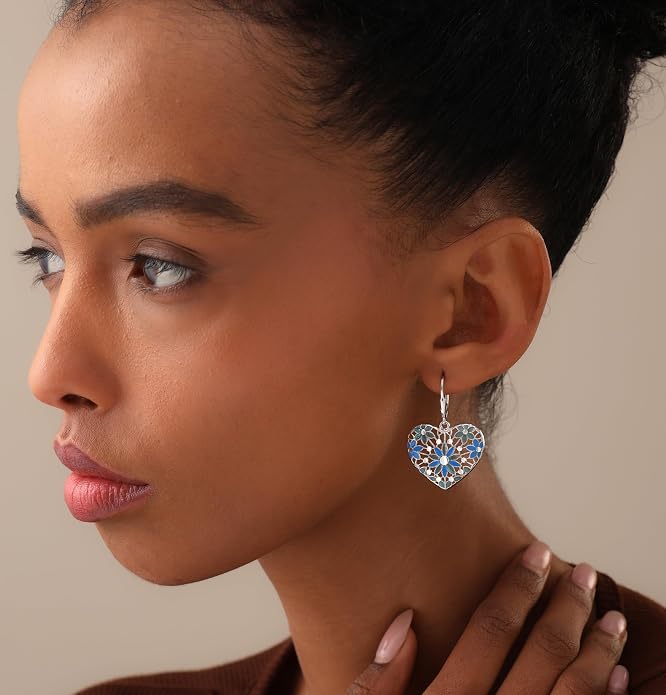 LeCalla 925 Sterling Silver Teardrop Drop Earrings for Womens | Lightweight Italian Minimalist Teardrop Filigree Earrings | Filigree Circle Drop Dangle Earrings for Women Birthday Gift