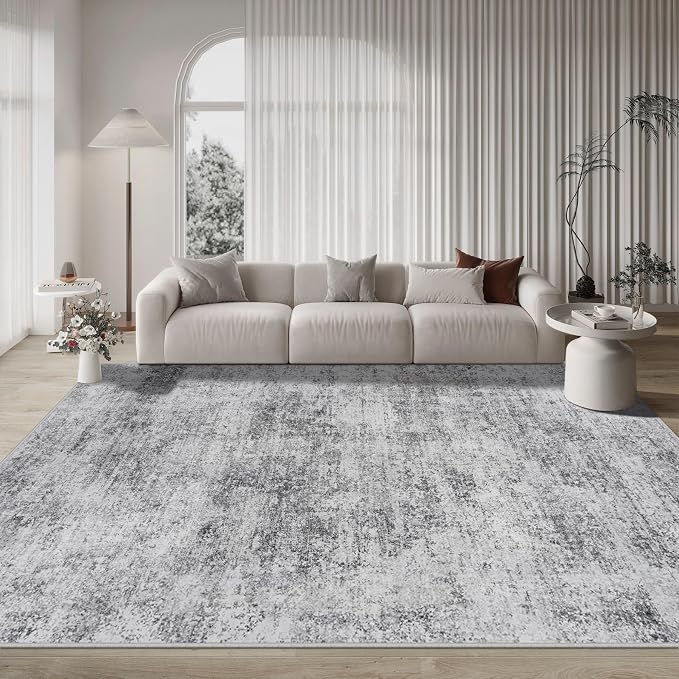 10x14 Area Rugs Large Living Room Rug Washable: Modern Abstract Rug Indoor Modern Carpet Non Slip for Dining Room Bedroom Nursery Home Office Grey