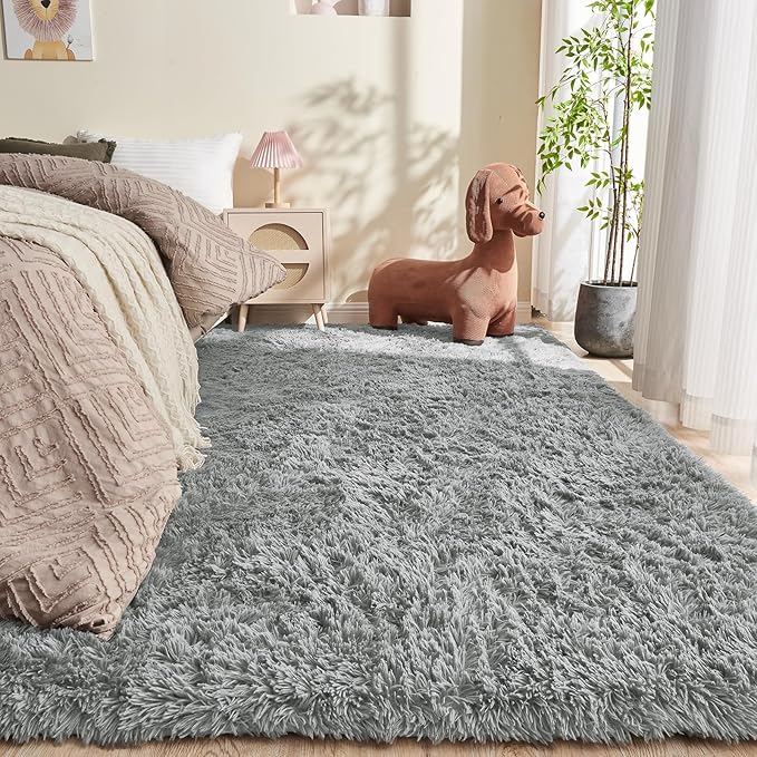 OPPODREAM 4x6 Light Grey Rugs for Bedroom, Ultra-Soft Fluffy Area Rugs for Living Room, 4 x 6 Shag Carpet for Nursery, Kids, Girl, Boy, Baby, Plush, Fuzzy, Shaggy, Cute Home Decor