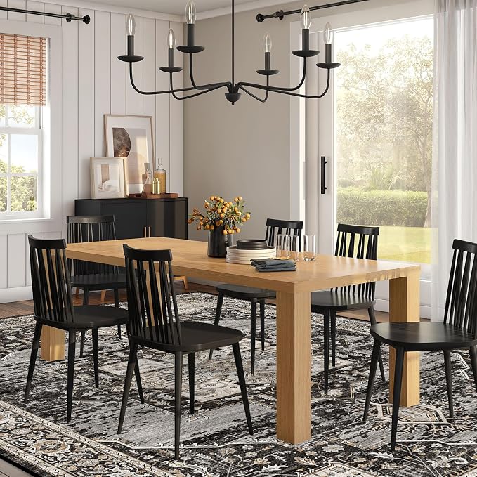 RUUGME Washable 10x14 Area Rug - Soft Area Rugs for Living Room Stain Resistant Carpet Vintage Lightweight Rugs for Bedroom with Non Slip Backing Indoor Ultra-Thin Rugs Home Decor 10x14 Black
