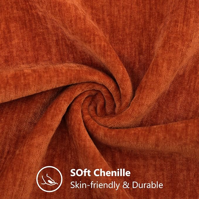 decorUhome Soft Chenille Rust Throw Pillow Covers 20X20 Set of 2 | Decorative Fall Couch Pillow Covers Solid Dyed Accent Modern Farmhouse Neutral Square Pillow Cases for Sofa