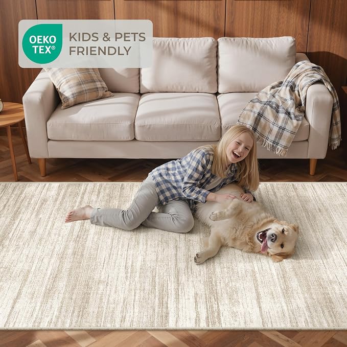 2x12 Runner Rug Non Slip,Washable Hallway Runner Rug,Brown | Long Neutral Rugs for Kitchen,Entryway,Bedroom,Bathroom,Laundry Room,Thin,Soft Runner Rug,Stain Resistant Indoor Carpet