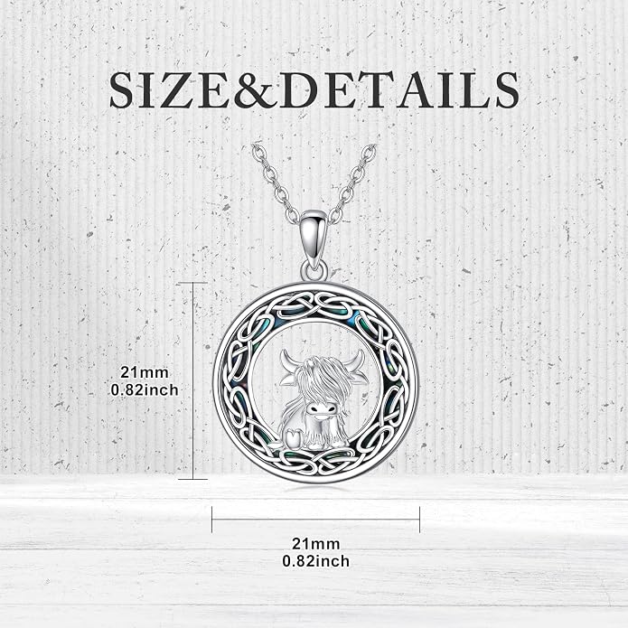 Highland Cow Gifts for Women 925 Sterling Silver Highland Cow Birthstone Necklace Fluffy Cow Jewelry Gifts Birthday Christmas