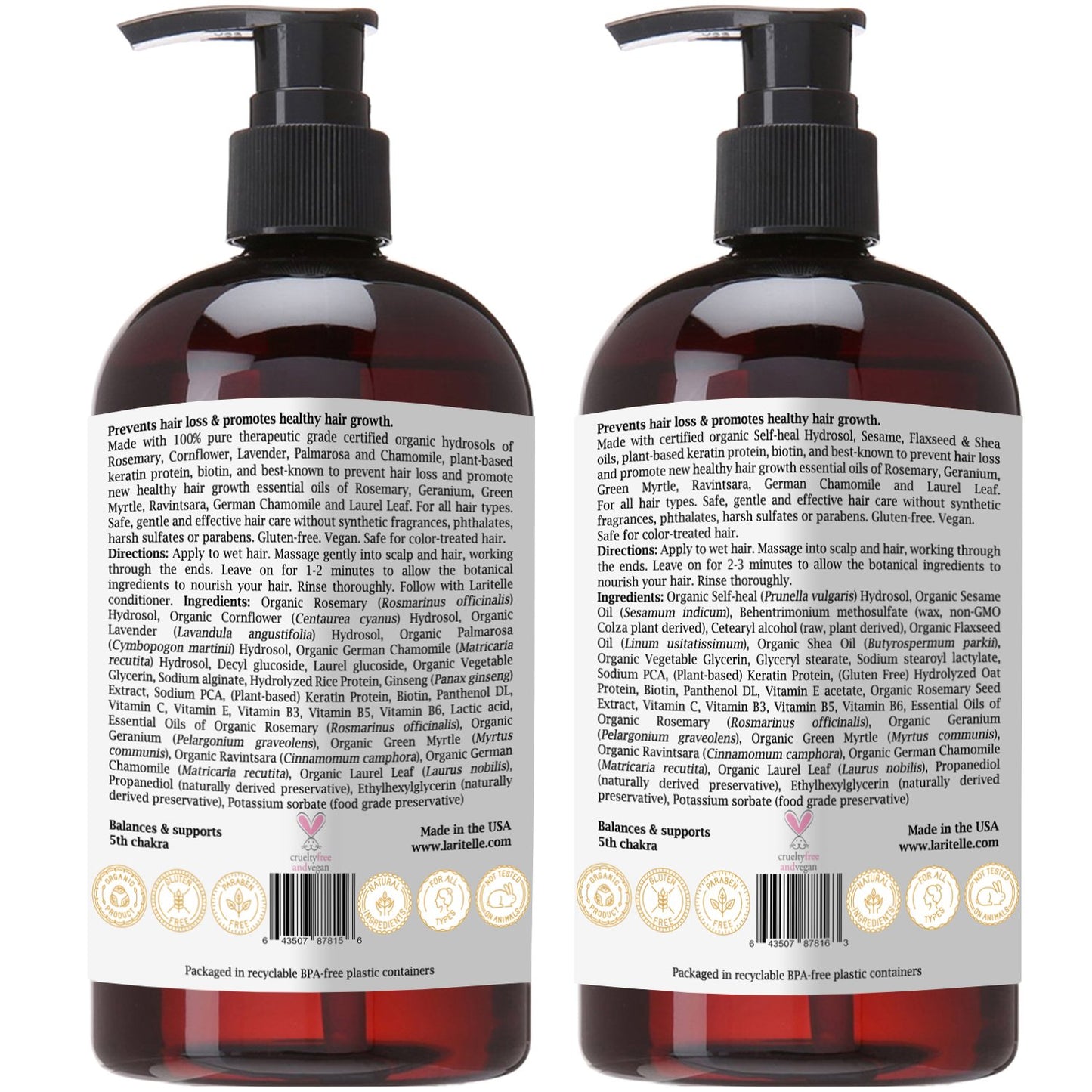 Organic Hair Growth Set Silk Velvet | Shampoo 17 oz + Conditioner 16 oz + Hair Loss Treatment 4 oz | Plant-based Keratin Protein + Biotin + Rosemary, Geranium, Chamomile. SLS-free. Vegan. GF