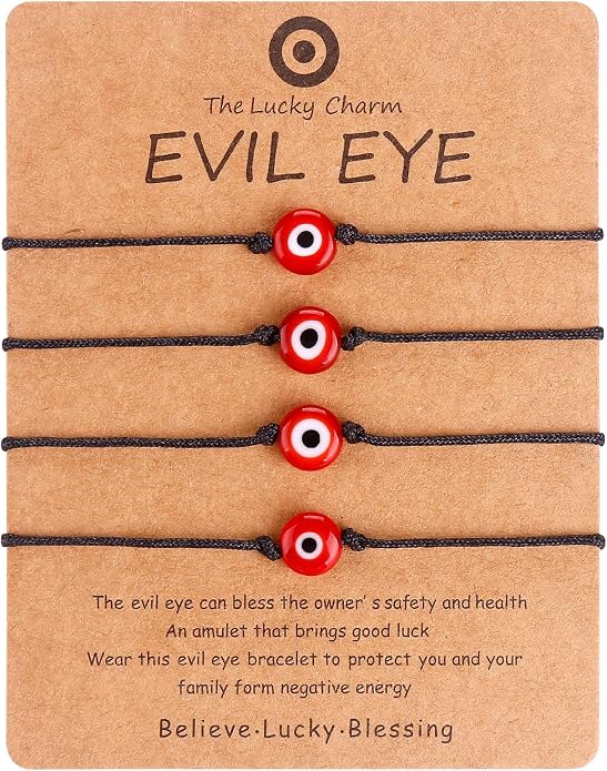4 Pcs Evil Eye Bracelets & Anklet - Handmade Evil Eye Jewelry for Women's Protection
