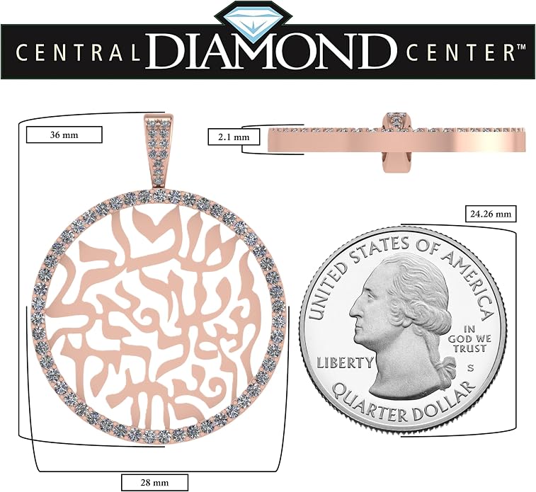 Central Diamond Center Shema Israel Full Hebrew Prayer Pendant Necklace in Solid Sterling Silver