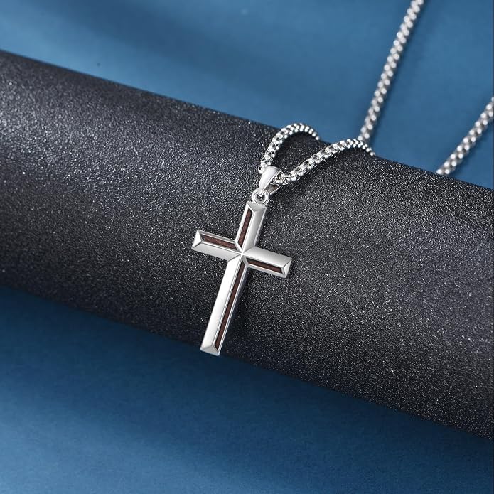 Cross Necklace 925 Sterling Silver Cross Faith Pendant Christian Jewelry Gifts for Women Men