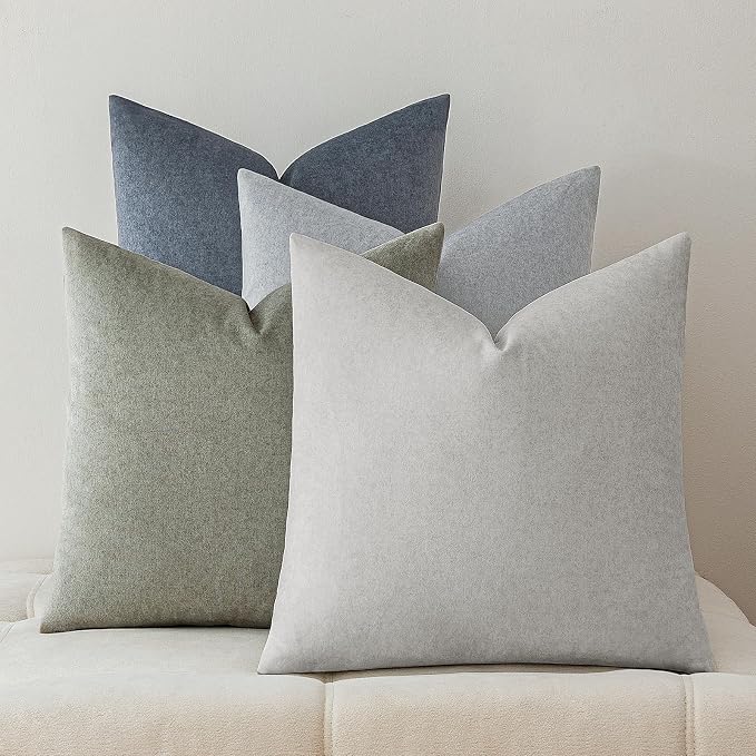 a moment Waterproof Throw Pillow Covers Set of 4,26x26 Inch Outdoor Stain Resistant Pet Friendly Pillowcases Cushion Covers for Patio Sofa and Living Room,Coastal Mist