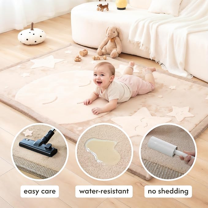 Hakuna Matte CloudRise Baby Play Mat for Floor 60" x 80" Moon & Stars