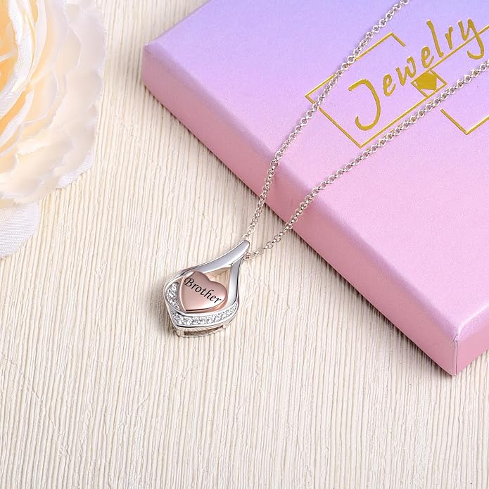 Cremation Jewelry 925 Sterling Silver Teardrop Urn Necklace for Ashes Heart Shape Memorial Keepsake Pendant for Human Ashes for Women Gift