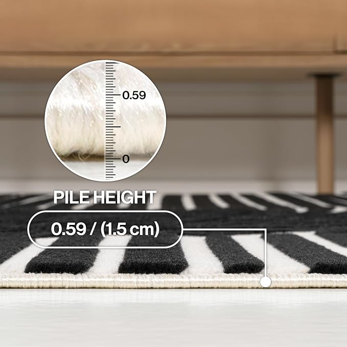 JONATHAN Y Hallie High-Low Curve Black/White 8x10 Indoor Area Rug, Minimalist Geometric, Modern, Non-Shedding, Stain Resistant for Bedroom, Living Room, Kitchen (SCN100F-8)