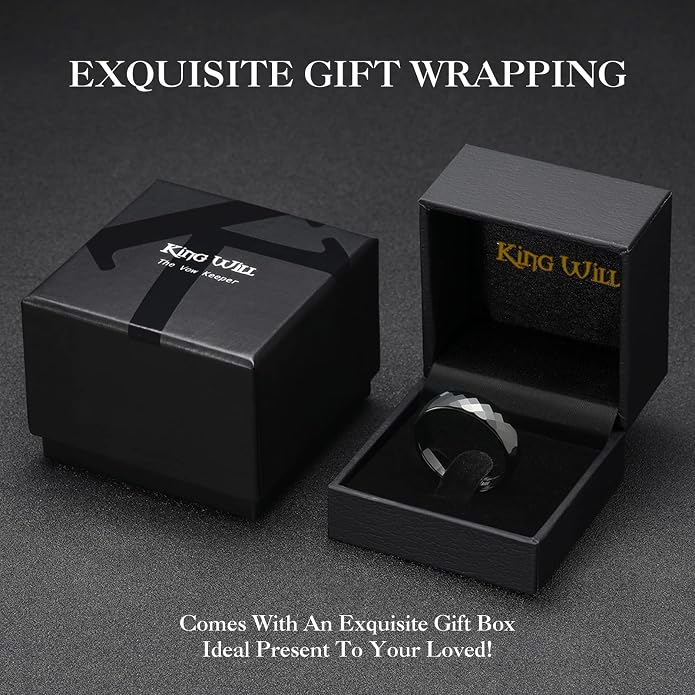 King Will Tungsten Carbide Wedding Ring for Men Women Promise Ring for Couple 2mm/4mm/6mm Black/Silver/Gold/Rose Gold Multi-faceted Shining Luster High Polished Wedding Band Comfort Fit