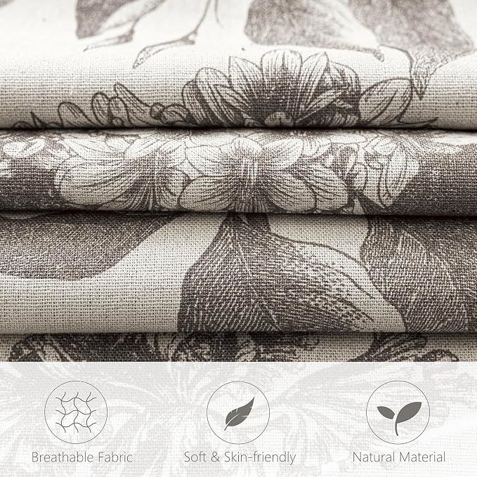 Foindtower Set of 2 Linen Floral Vintage Throw Pillow Covers Neutral Accent Decorative Cushion Covers Farmhouse Boho Home Decor for Sofa Chair Couch Bedroom Living Room,20×20 Inch,Light Gray