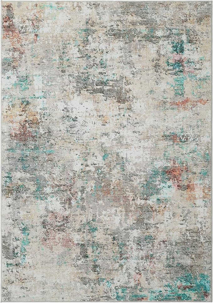 ROYHOME Modern Abstract 2x3 Area Rug Non Slip Non Shedding Low Pile Stain Resistant Rug for Entryway Kitchen Bedroom,Colorful