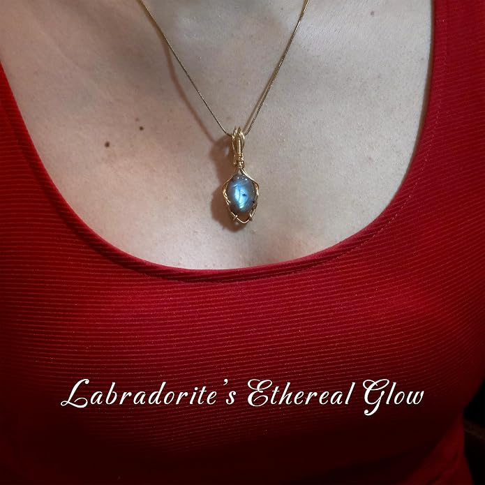Natural Faceted Labradorite Pendant Necklace – Unique Stone of Magic & Transformation, Iridescent Flash Gemstone Jewelry, Handmade Healing Crystal Gift for Women, Birthday, Anniversary, Spiritual Awakening & Intuition