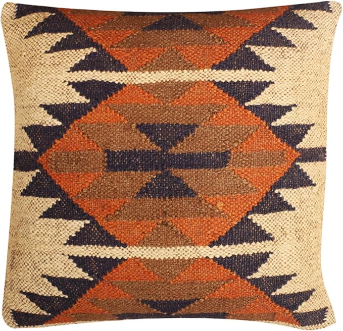 Set of 4 Wool Jute Vintage Kilim Cushion Covers,Home Decor Pillowcases Handwoven Turkish Pillow Decorative Throw Pillow Covers (Multicolor-6)