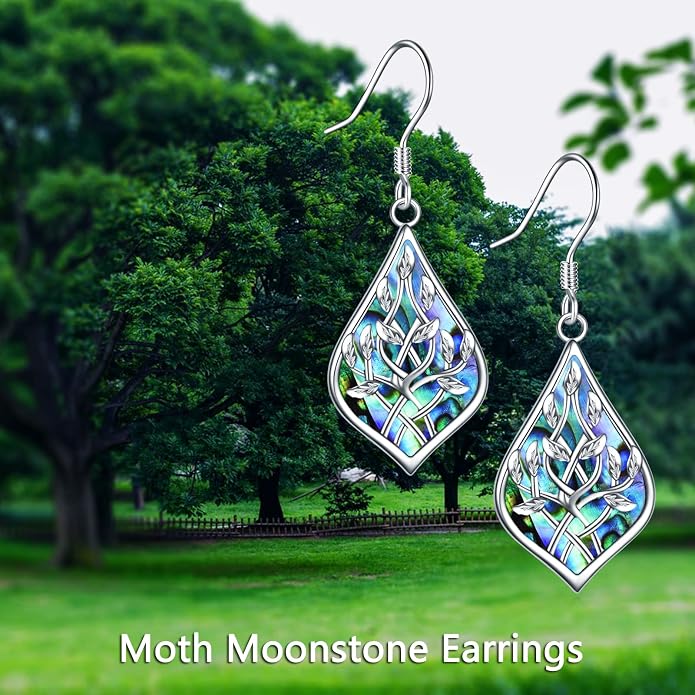 CRMAD Hummingbird/Bee/Leaves/Sunflower/Daisy/Dragonfly/Rose/Lotus Flower Sterling Silver Filigree Teardrop Earrings Abalone Shell Jewelry for Women