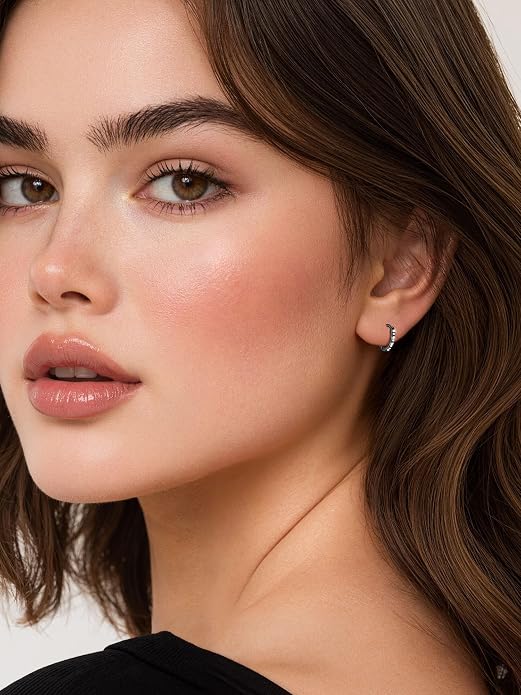 PROSTEEL Hoop Earrings for Women, Huggie Hoop with 925 Sterling Silver Post, 8/10/12/14/16/18/20mm Small Huggie Hoops, 14K Gold Plated/Silver/Black/Rose Gold Hypoallergenic Earrings Jewelry