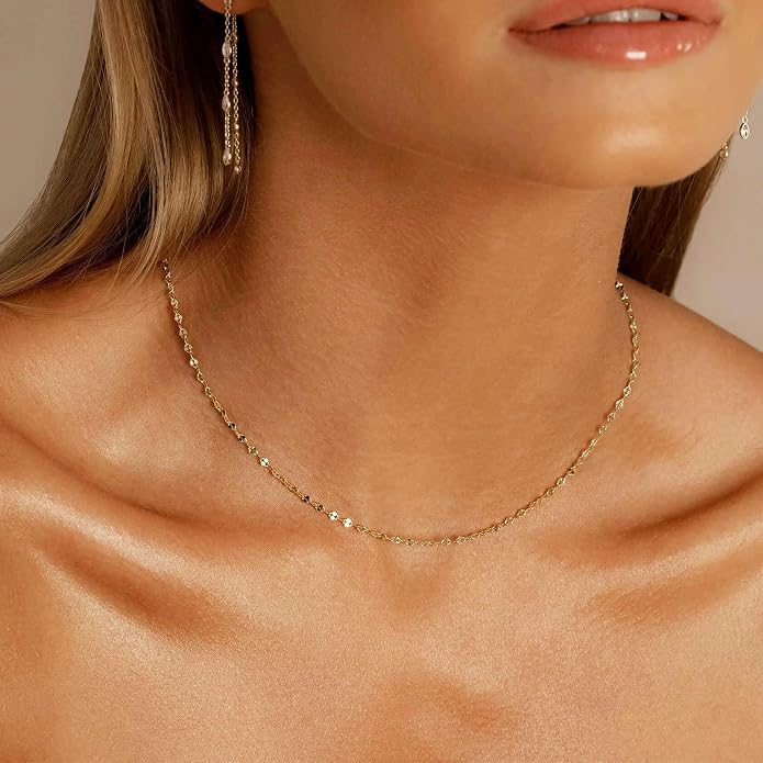 BAYLAY Gold Chain Necklace for Women - 18K Gold Plated Necklace Chain Dainty Gold Necklace for Women Gold Chain Gold Necklace Gold Jewelry Gifts Size 16/18/20/22/24/26 Inch