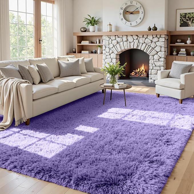 5x7 Area Rugs for Living Room Rug: Soft Fluffy Shag Purple Rugs for Bedroom, Non-Slip Large Fuzzy Plush Rug Indoor Floor Carpet for Nursery Kids Boys Girls Room, Dorms, Playroom, Modern Home Decor