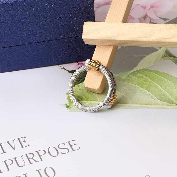 Dorriss Cable Rings Vintage Twisted Open Ring for Women Adjustable Designer Fashion Brand Stainless Steel Jewelry with Gift Box