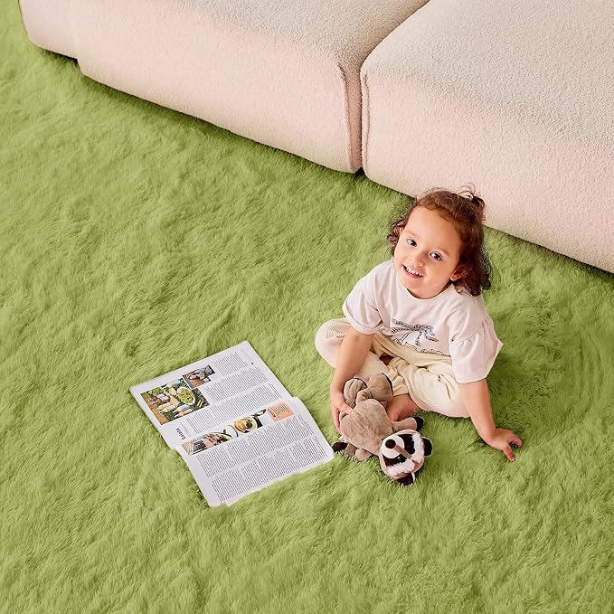 OPPODREAM 4x6 Light Green Rugs for Bedroom, Ultra-Soft Fluffy Area Rugs for Living Room, 4 x 6 Shag Carpet for Nursery, Kids, Girl, Boy, Baby, Plush, Fuzzy, Shaggy, Cute Home Decor