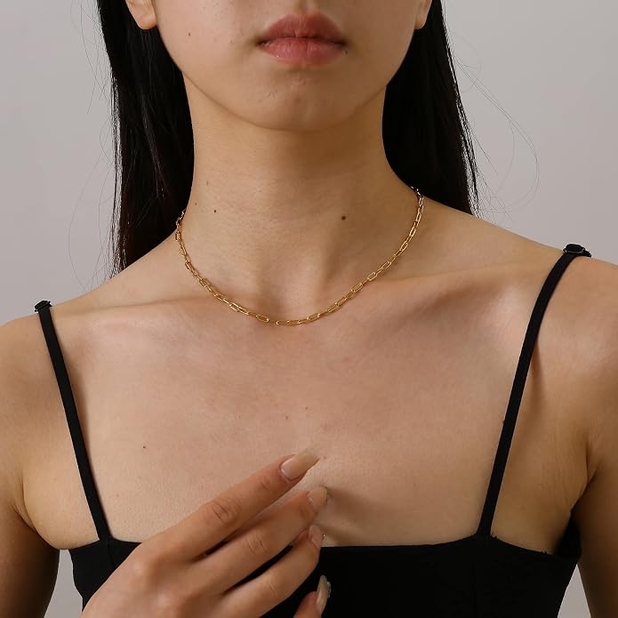 Gold Chain Necklace for Women Dainty Simple Satellite Beaded Twisted Chain Choker Necklace Everyday Jewelry Christmas Gifts
