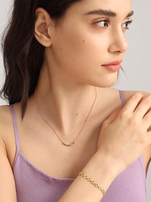 FRUMOS 18K Gold Plated Brass Bracelet for Women, Dainty Adjustable Chain Bracelet, Hypoallergenic Fashion Jewelry for Daily Wear
